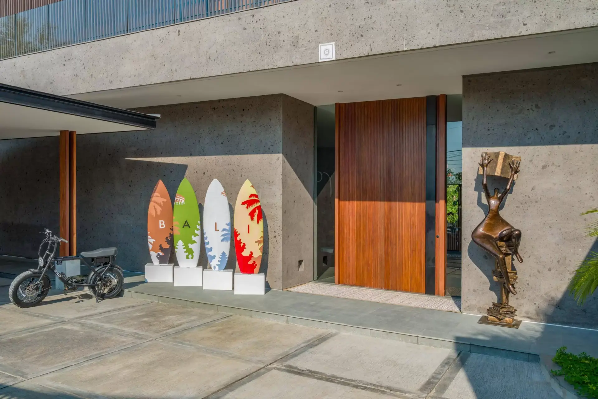 Villa entrance with Bali surfboards