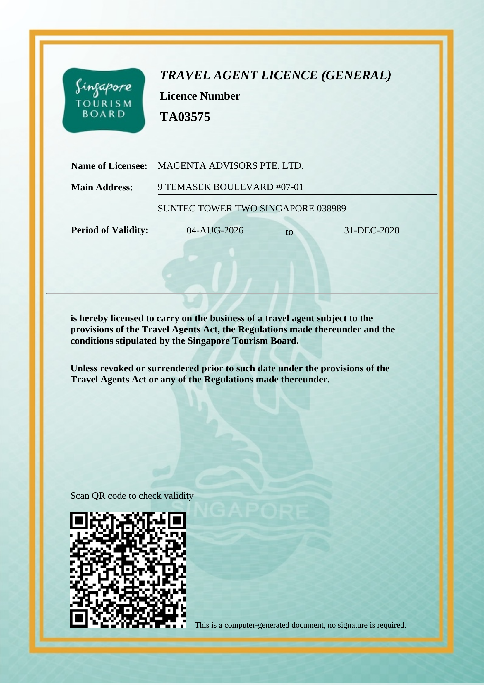 Travel Agent Licence